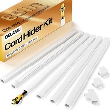 Delamu Cord Hider, Covers for Wires 85in L x 0.59in W x 0.4in H, White