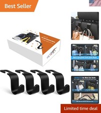 4-Pack Car Headrest Hooks Holds 55lbs Seat Storage Organizer for Bags