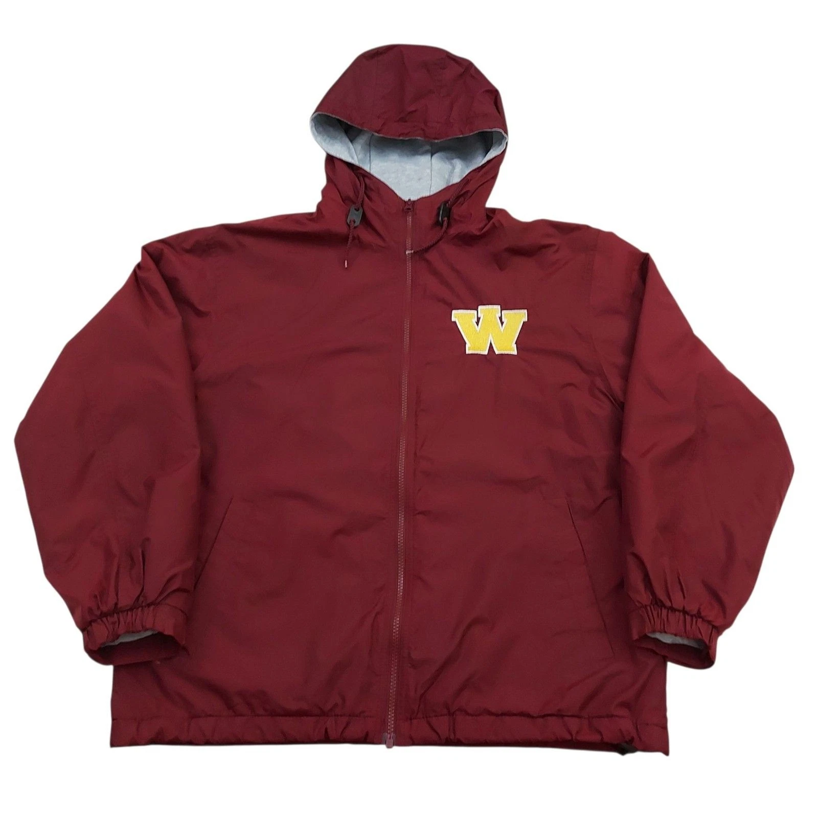 Port Authority Jacket Mens Small Burgundy Full Zip Lined Nylon Preppy University