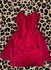 Vintange Victoria's Secret Red Satin Chemise Gown V-Neck Size S