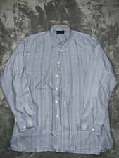 Vintage 80s 90s Sulka Striped Shirt Size L Blue Cotton Classic Preppy