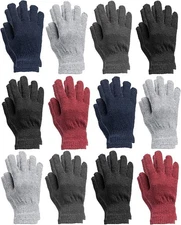 12 Pack Wholesale Bulk Winter Gloves For Men Woman,Warm Thermal Gloves, Solid