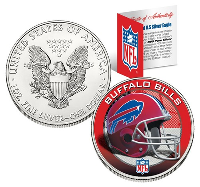 #ad #ad BUFFALO BILLS 1 Oz American Silver Eagle $1 US Coin Colorized NFL LICENSED $139.95