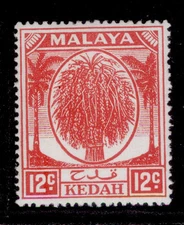 MALAYSIA - Kedah GVI SG82a, 12c scarlet, M MINT.