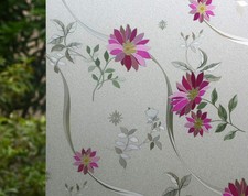 VSUDO 17.7" by 118.1" Static Cling Window Film for Privacy, Purple Chrysanthe...
