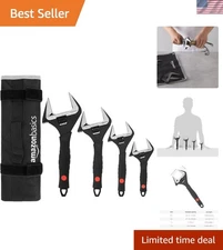 4-Piece Adjustable Wrench Set with Comfort Grip - 6'' to 12'' Sizes for Plumbing
