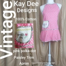Vintage Kay Dee Pink Polka-dot Pocket Apron