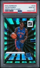 2022 Panini Donruss #213 Jalen Duren Green Holo Laser PSA 10 Rated Rookie Rc