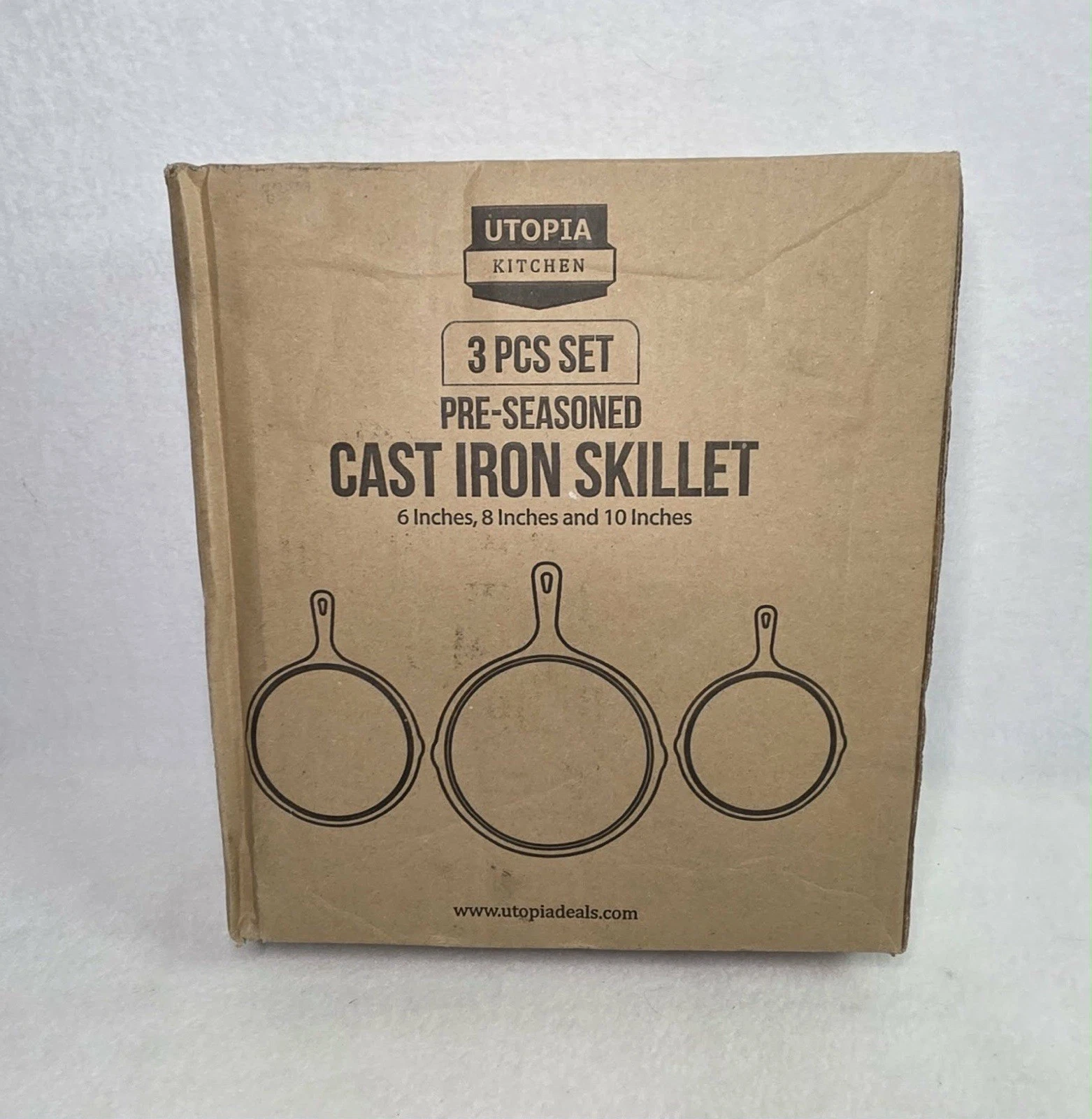 Utopia Kitchen PreSeasoned NonStick Cast Iron Skillet 3 Pc Set 6" 8” 10” Cabin