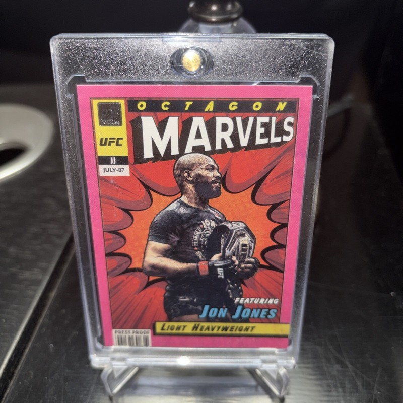2022 Donruss UFC #2 Jon Jones Octagon Marvels Press Proof Pink
