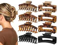 8-Pack Claw Clips 4.1In, Large Jaw Clips for Thick Long Hair Tortoise Black