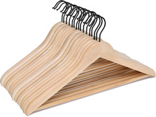 Wooden Coat Hangers, 16 Pack High Grade Wood Suit Hangers with Non Slip Pant Bar