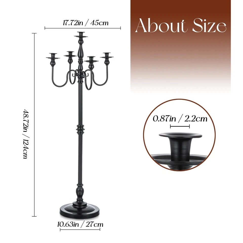 Candelabro de piso: Juego de 2 candelabros negros de 48 pulgadas Hallowee... Foto 4 de 4