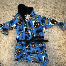DC Comics Batman Fleece Hooded Belted Robe Boys Blue Long Sleeve