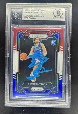 2023-24 Prizm Dereck Lively II Red White Blue Rookie RC 163 signed auto BAS slab