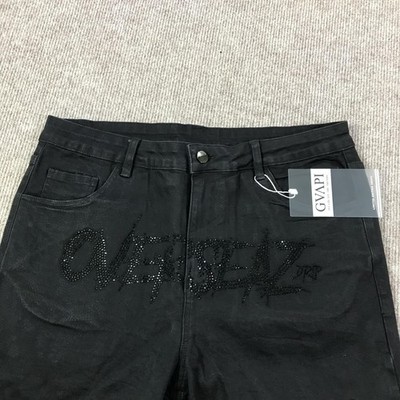 GVAPI Overseaz Jeans Mens 34 Flame Rhinestone Distressed Limited