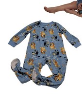 Bluey Footed Pajamas 4T Blue One Piece Zipper Flame Resistant Toddler Winter