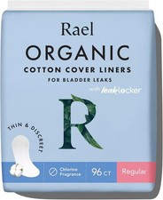 Rael Regular Organic Cotton Cover Incontinence Liners Regular, 96 Count 