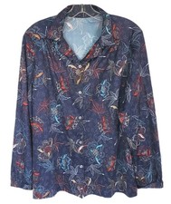 Vintage 1970s Blue Floral Button Up Shirt