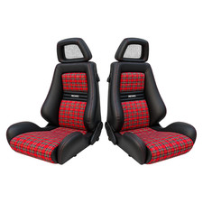 Pair Of Used Authentic Recaro Lx Black Red Fishnet Headrest Seats Racing Car Pair Of Used Authentic Recaro Lx Black Red Fishnet Headrest Seats Racing Car