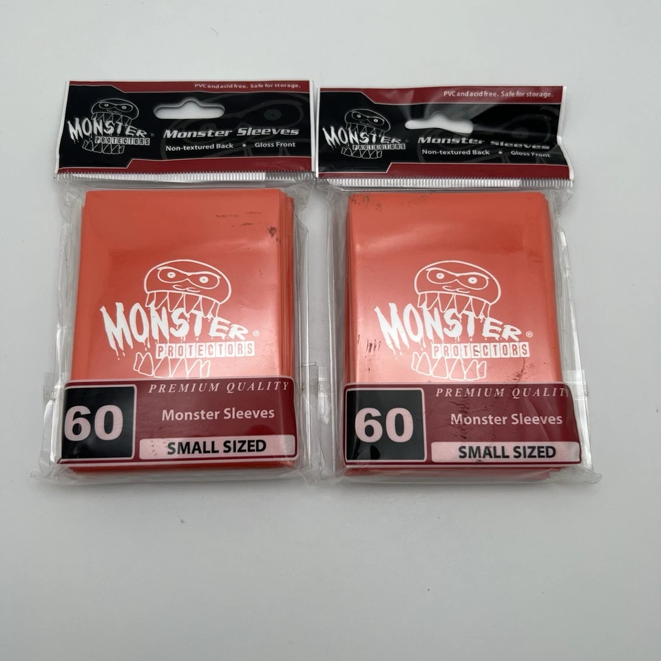 Lote de 2/60 Protectores Monster Mangas Brillantes - Naranja Pequeño - Ajuste CCG Japonés Foto 4 de 4