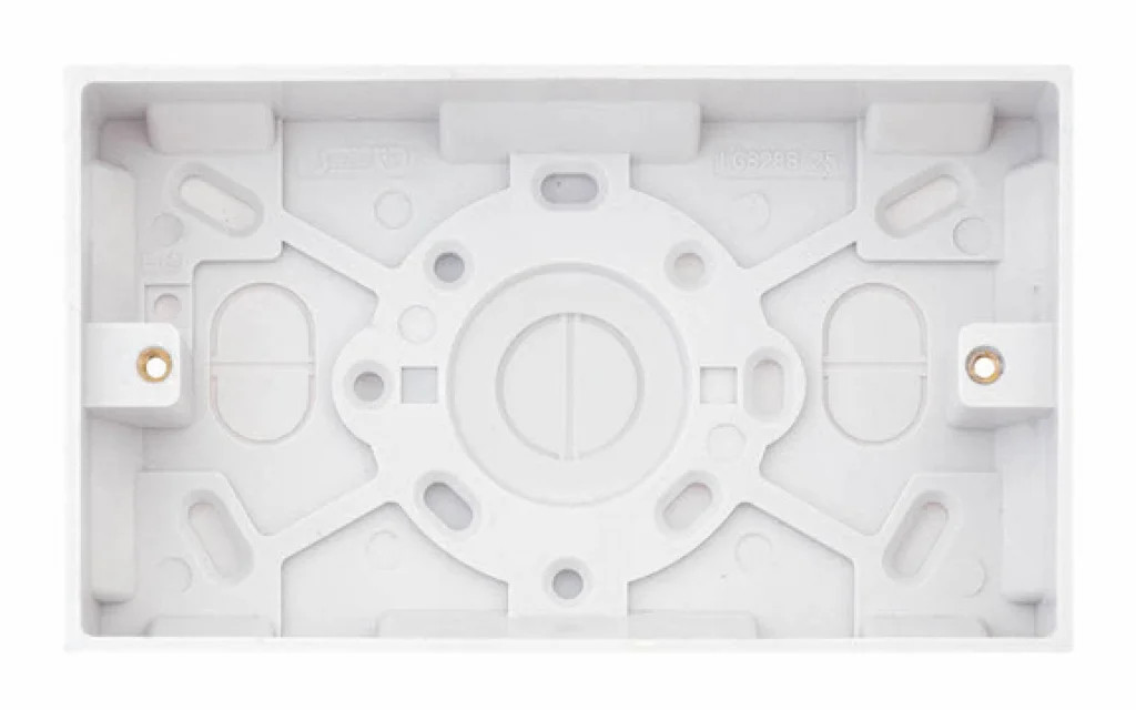 Pattress Box White 2 Gang Double Square 25mm Deep Selectric LG8288-25