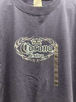Vtg 2000s Y2K Corona Extra Shirt Tribal Surf T-Shirt XL 2003 Black Blue Flames