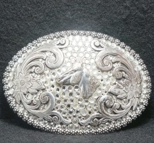 WI11149 VINTAGE 1980s  HORSE HEAD  ANIMAL WESTERN FASHION MENS BELT BUCKLE