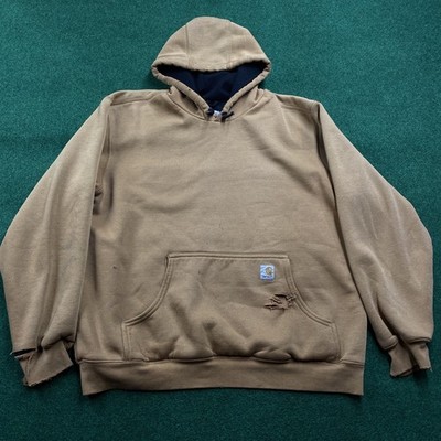 Vintage Carhartt Hoodie Mens L Brown Y2K Faded Distressed