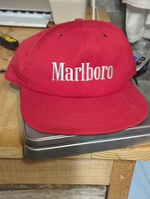 Vintage 80  s Marlboro Red  White Snapback Trucker Hat Nos