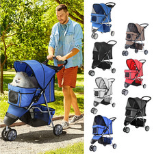 Pet Travel Stroller Cat Dog Pushchair Puppy Carrier Three Wheels