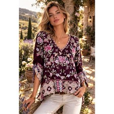 Johnny Was Terraine Embroidered Blouse XL FITS LIKE A SIZE MEDIUM