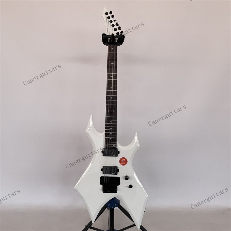 Solid Electric Guitar Stainless Rounded Fret Edge Diamond Inlay White From US