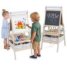 Easel for Kid, Double-sided Kids Easel with Magnetic Whiteboard  Chalkboard