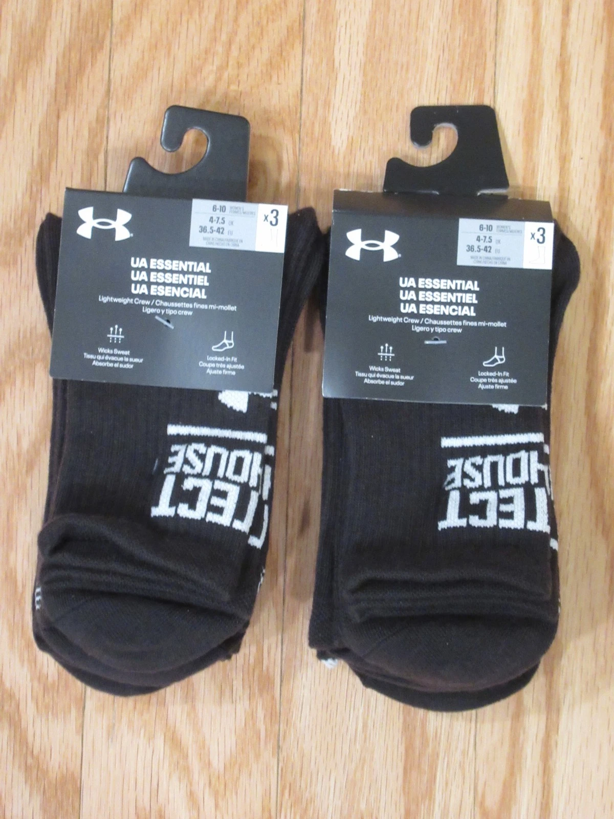 Under Armour Protect This House Womens 6 PAIRS Lightweight Crew Socks Black