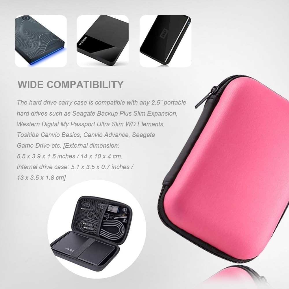 Hard Drive Carrying Case Storage Organizer Bag Multi-Purpose Universal Carry ...
