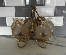 Vintage Bhs 5 Arm Plated Brass Ceiling Light With Shades