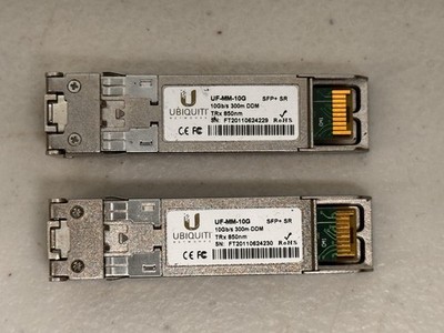 Lot of (2) Ubiquiti 10Gb/s 300m 850nm Multimode SFP Transceiver UF-MM-10G