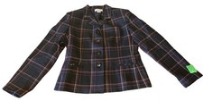 Jennifer Moore Petite 8P Black Red Plaid Wool Blazer