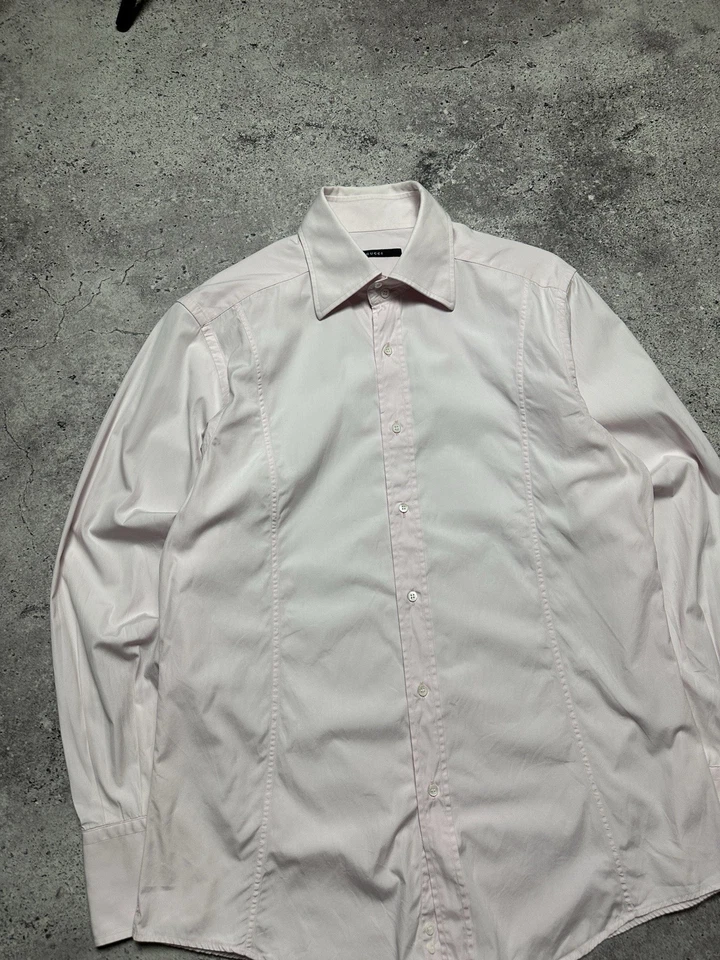 Vintage Gucci By Tom Ford 90s Iconic Men Pink  Shirt Gucci Buttons Up Rare 43/17 - Image 3 of 4