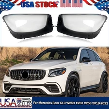 Pair Front Headlight Lamp Lens Covers For Mercedes-Benz GLC W253 2019-2022 Clear