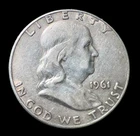 1961-D Franklin Half Dollar 90% Silver Denver Mint US Coin 50c VF+