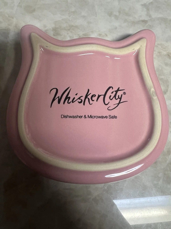 Pink Whisker City Cat Face Ceramic Dishes, Set Of 2 - Image 2 of 4