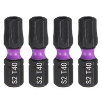 "4St TT40 Torx Schraubendreher Bit 1/4\" Sechskantschaft 1\" LäNge 6-Punkt S2 Stahl"
