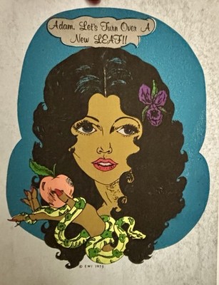 Original Vintage 1975 Eve Adam Let s Turn Over A New Leaf! Iron On Transfer