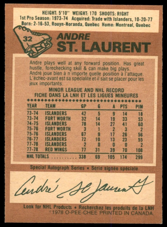1978-79 O-Pee-Chee NM-MT Andre St. Laurent #32 | eBay