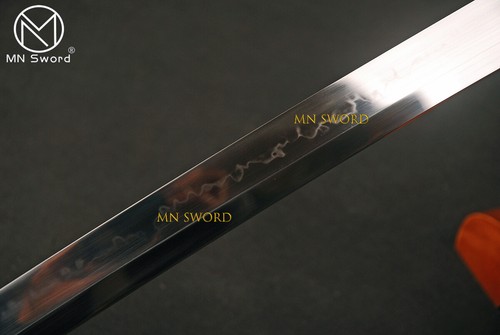 Real Hamon Tachi Katana Clay Tempered T10 Steel Japanese Sword Brass Fittings - Picture 13 of 15