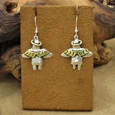 Sterling Silver and Brass Angel Dangle Earrings