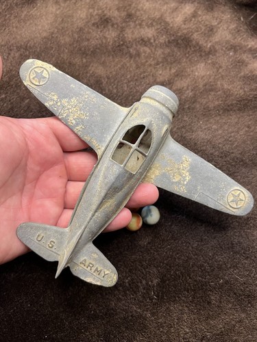 50s Era Antique Metal Toy Airplane And Marbles From Mississippi US ARMY - Picture 3 of 18