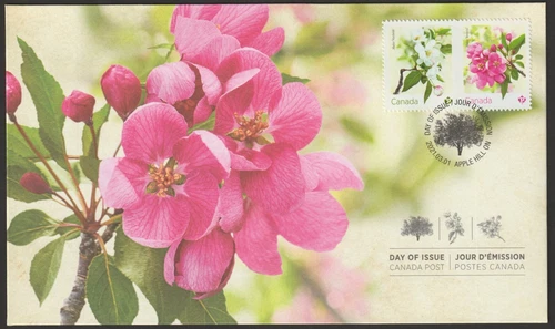 Canada #3284-3285, Crabapple Blossoms, Type 1 Official First Day Cover, FDC 2021